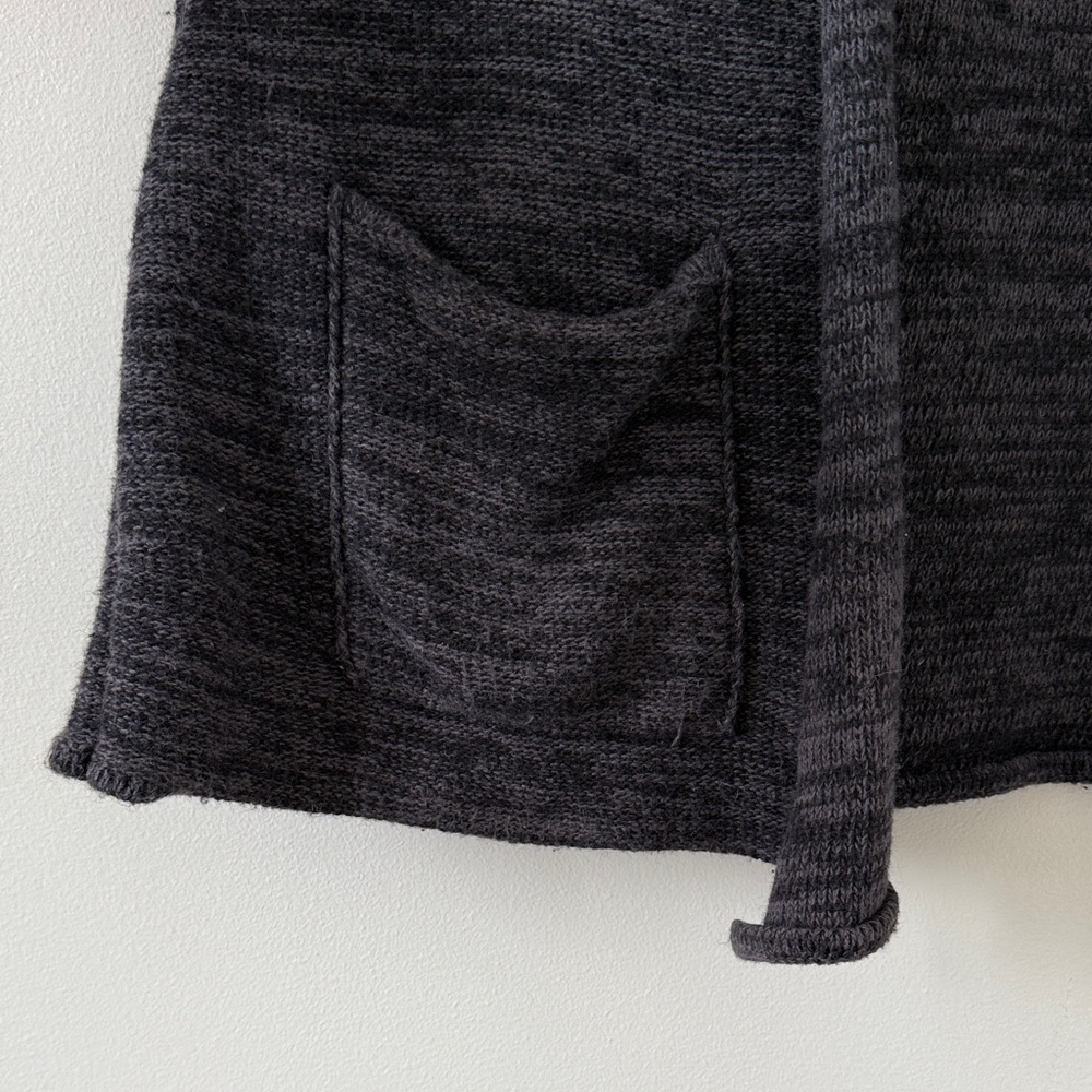 Columbia Rolled Edge Open Front Cardigan Sweater, Wool Blend Charcoal Gray, XL - Picture 2 of 13